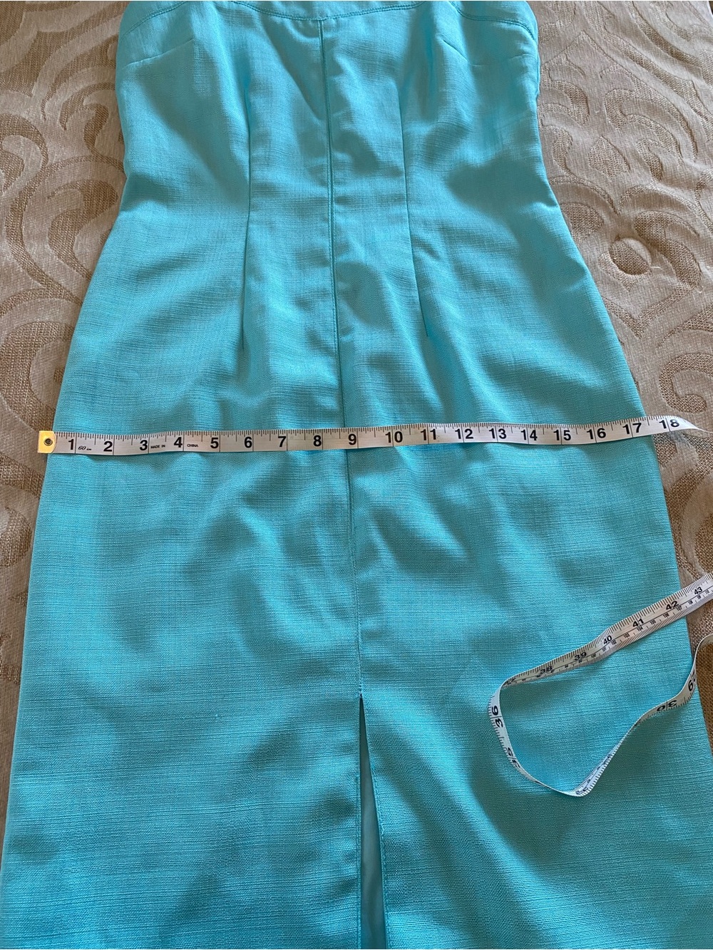 Ann Taylor Petite 0P Aqua Blue Sheath Dress | Lined Career Cocktail Midi - Picture 11 of 16
